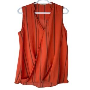 Belart Orange Striped Sleeveless Faux Wrap Top Brazil Size M